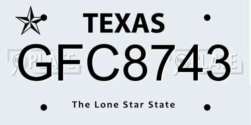 GFC8743 Texas License Plate
