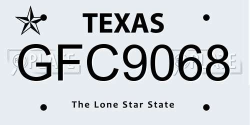 GFC9068 Texas License Plate