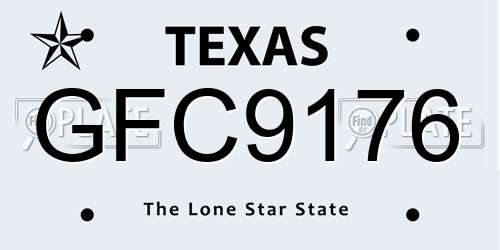 GFC9176 Texas License Plate