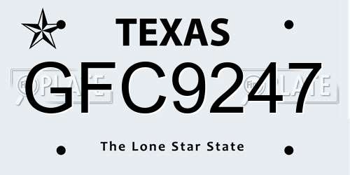 GFC9247 Texas License Plate