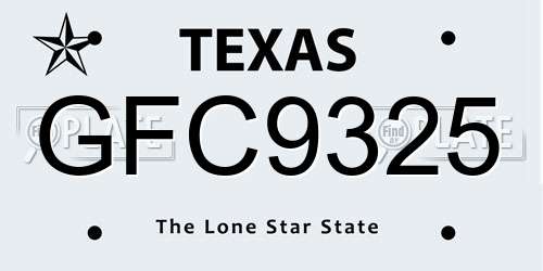 GFC9325 Texas License Plate