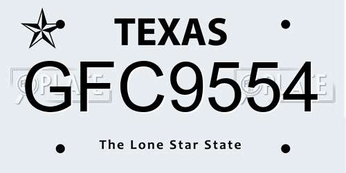 GFC9554 Texas License Plate