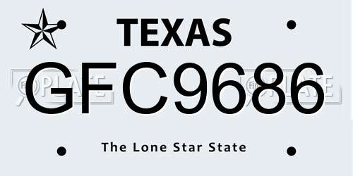 GFC9686 Texas License Plate