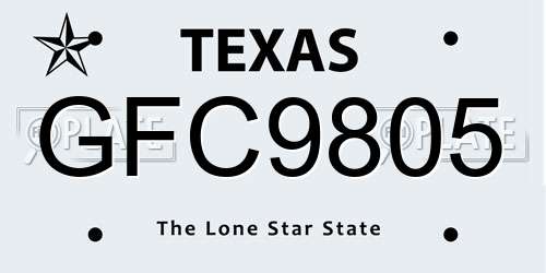 GFC9805 Texas License Plate