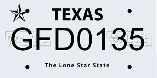 GFD0135 Texas License Plate