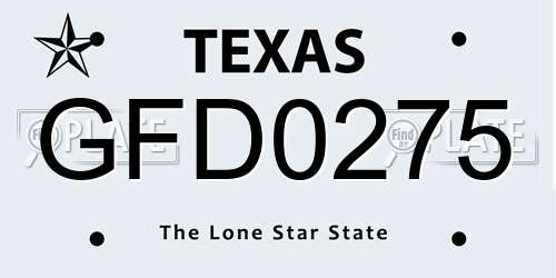 GFD0275 Texas License Plate
