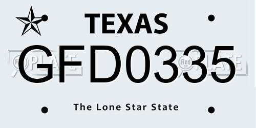 GFD0335 Texas License Plate