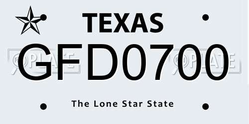 GFD0700 Texas License Plate