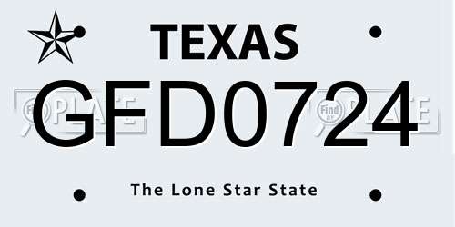 GFD0724 Texas License Plate