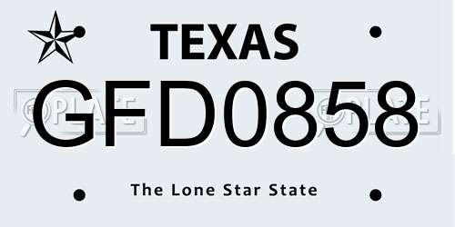 GFD0858 Texas License Plate