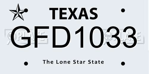 GFD1033 Texas License Plate