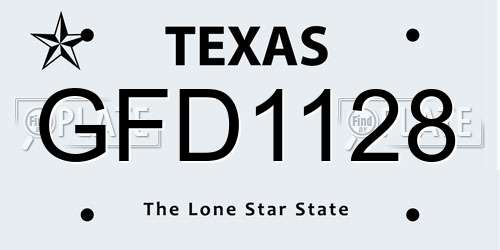 GFD1128 Texas License Plate