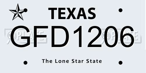 GFD1206 Texas License Plate