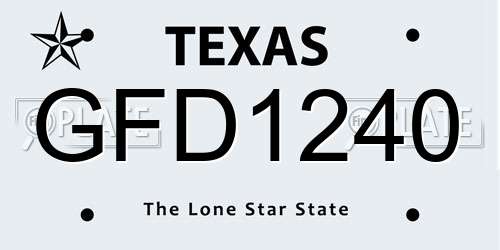 GFD1240 Texas License Plate