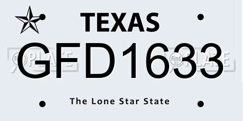 GFD1633 Texas License Plate