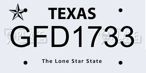 GFD1733 Texas License Plate