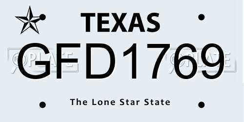 GFD1769 Texas License Plate