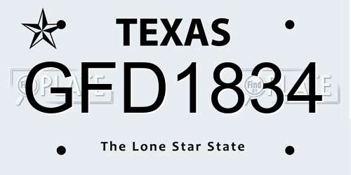 GFD1834 Texas License Plate