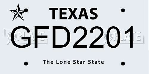 GFD2201 Texas License Plate