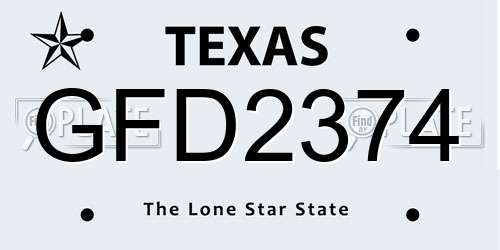 GFD2374 Texas License Plate