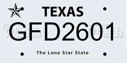 GFD2601 Texas License Plate