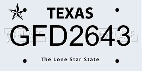 GFD2643 Texas License Plate
