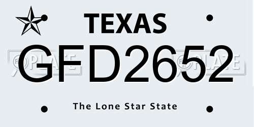 GFD2652 Texas License Plate