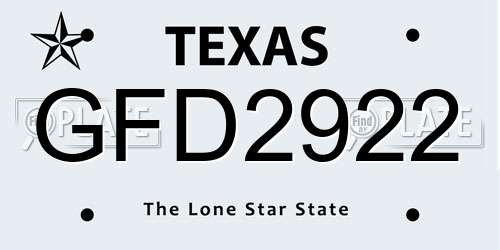 GFD2922 Texas License Plate