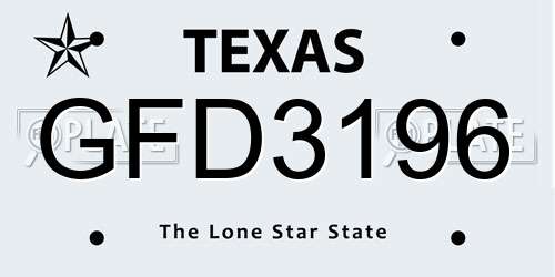GFD3196 Texas License Plate