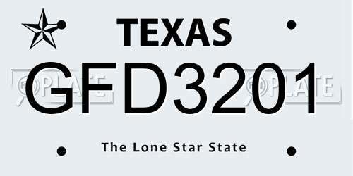 GFD3201 Texas License Plate