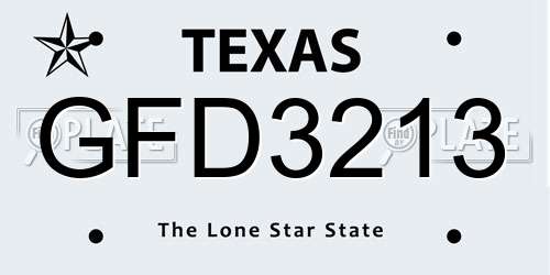 GFD3213 Texas License Plate