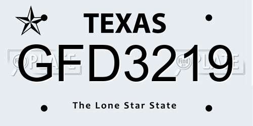 GFD3219 Texas License Plate