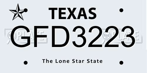 GFD3223 Texas License Plate