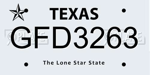 GFD3263 Texas License Plate