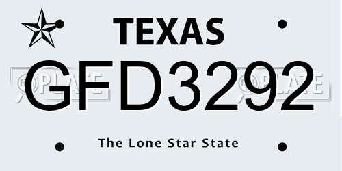 GFD3292 Texas License Plate