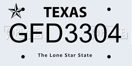 GFD3304 Texas License Plate