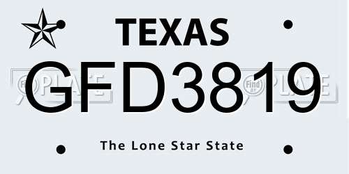 GFD3819 Texas License Plate