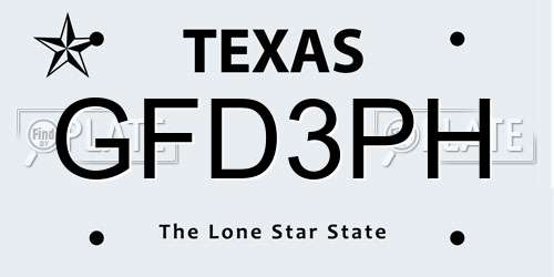 GFD3PH Texas License Plate