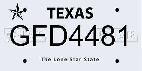 GFD4481 Texas License Plate