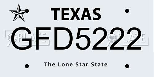 GFD5222 Texas License Plate