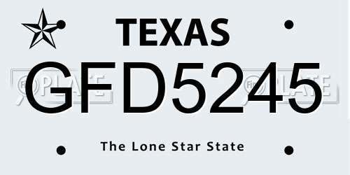 GFD5245 Texas License Plate