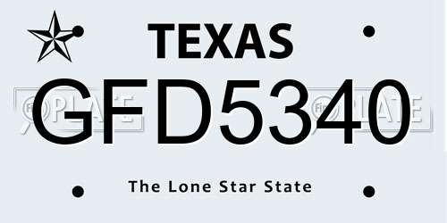 GFD5340 Texas License Plate