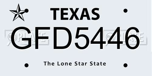 GFD5446 Texas License Plate