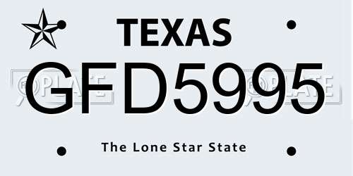 GFD5995 Texas License Plate