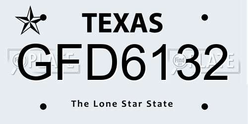 GFD6132 Texas License Plate