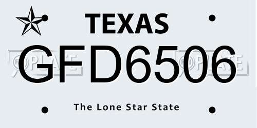 GFD6506 Texas License Plate