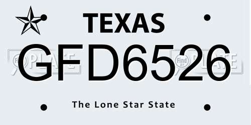GFD6526 Texas License Plate