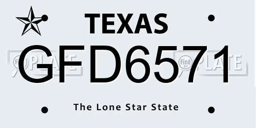 GFD6571 Texas License Plate