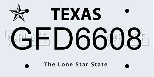 GFD6608 Texas License Plate