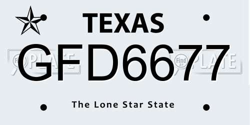 GFD6677 Texas License Plate